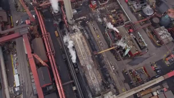 Hamilton Industrial Sector Ontario Aerial Vertical Panning Out Looking Industrial — Stock Video