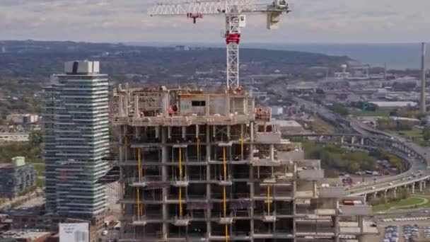 Toronto Ontario Aerial V40 Panoramic Detail East Bayfront High Rise — Stock Video