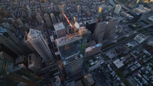 Philadelphia Pennsylvania Aerial V17 Rotating Birdseye Downtown Construction Downtown Buildings — Video Stock