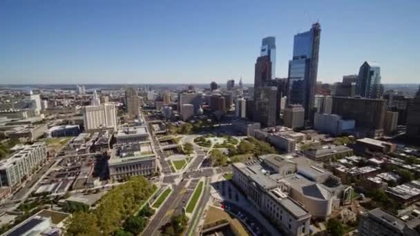 Philadelphia Pennsylvania Aerial V57 Létání Logan Square Panoramatem Centru Říjen — Stock video