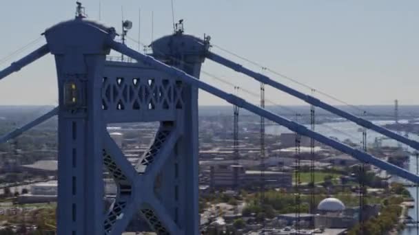 Philadelphia Pennsylvania Aerial V51 Panoramisch Stadsgezicht Met Ben Franklin Brug — Stockvideo