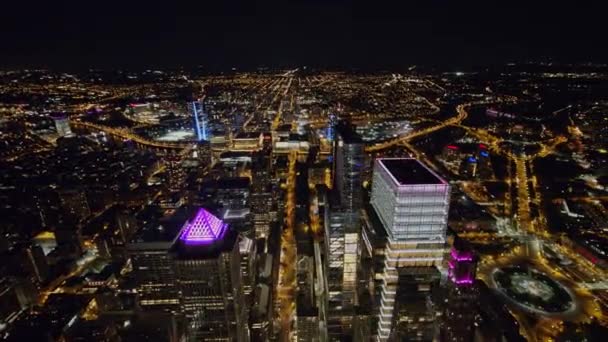 Philadelphie Pennsylvanie Aerial Nighttime Tournant Dans Perspective Birdseye Près Hôtel — Video