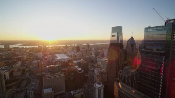Philadelphia Pennsylvania Aerial V12 Langsamer Schwenk Der Stadtansichten Mit Dem — Stockvideo