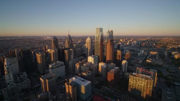 Philadelphia Pennsylvania Aerial V14 Panning Torno Centro Cidade Perto Benjamin — Vídeo de Stock