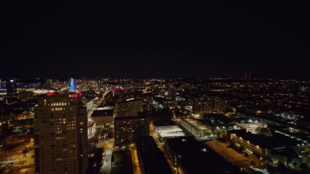 Φιλαδέλφεια Pennsylvania Aerial Νυχτερινή Πανοραμική Θέα Στο Κέντρο Της Πόλης — Αρχείο Βίντεο