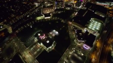 Providence Rhode Island Havacılık v5 Gece Vakti kuş bakışı Capitol binasının dikey detaylı görüntüsü - Ekim 2017