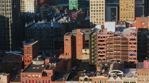 Pittsburgh Pennsylvania Aerial V18 Μέση Πλεονεκτική Θέση Λεπτομέρεια Birdseye Του — Αρχείο Βίντεο