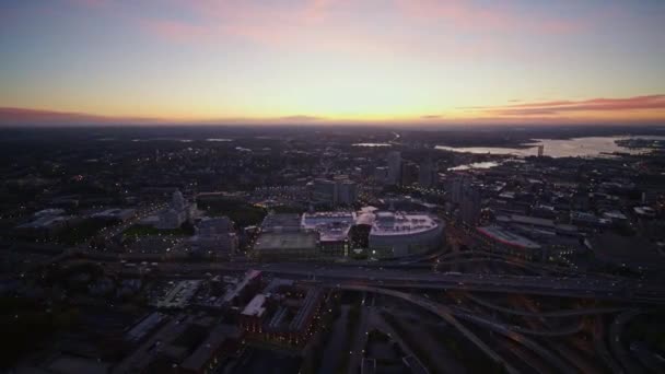 Providence Rhode Island Aerial V13 Vue Panoramique Lever Soleil Avec — Video