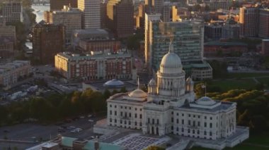 Providence Rhode Island Havacılık v22 Capitol bina detaylarıyla gökyüzü manzarası - Ekim 2017