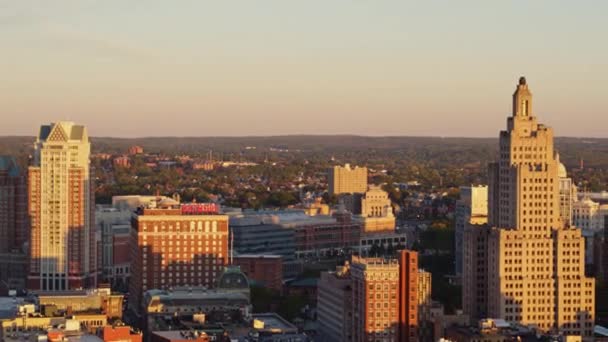 Providence Rhode Island Aerial V20 Leggero Paesaggio Urbano Ascendente Del — Video Stock