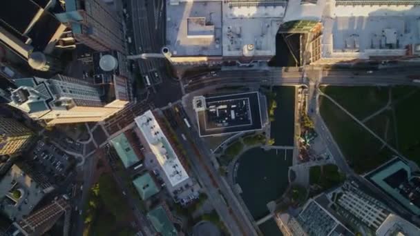 Providence Rhode Island Aerial V33 Sunrise Panorâmica Vertical Centro Cidade — Vídeo de Stock
