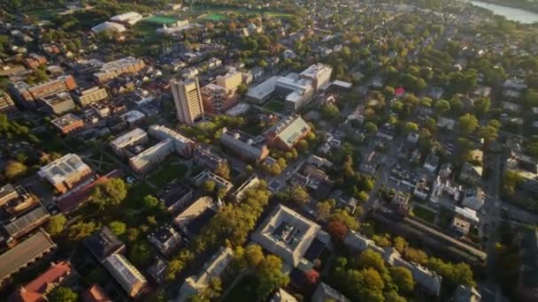 Providence Rhode Island Aerial V28 Reverse Panning Birdseye College Hill — Stock Video