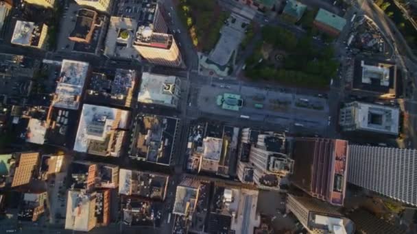 Providence Rhode Island Aerial V34 Soluppgång Vertikalt Centrum Stadsbild Utsikt — Stockvideo