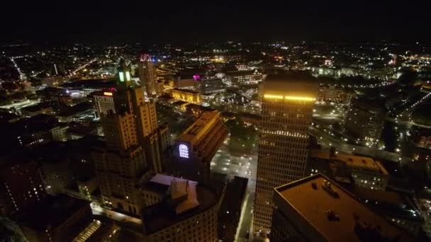 Providence Rhode Island Aerial Pássaro Panorâmico Sobre Paisagem Urbana Centro — Vídeo de Stock