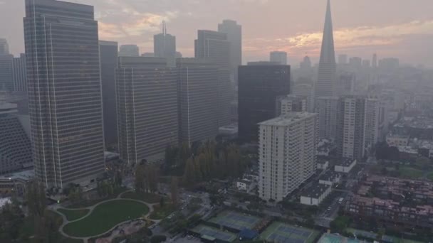 San Francisco Aerial V84 Panning Financial District Cityscape Grudzień 2018 — Wideo stockowe