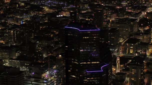 Seattle Aerial V113 Birdseye Close Schot Vliegen Laag Het Centrum — Stockvideo