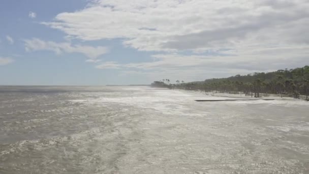 South Carolina Aerial Schwenken Weg Vom Strand Über Dem Wasser — Stockvideo