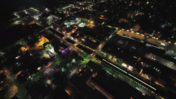Charleston South Carolina Aerial Birdseye Éjszakai Nézet Átkelés Francia Negyeden — Stock videók