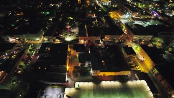 Charleston South Carolina Aerial Birdseye Νυχτερινή Προβολή Panning Low Back — Αρχείο Βίντεο