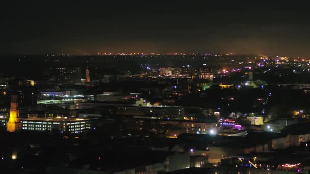 Charleston South Carolina Aerial Skyline Noční Pohled Přes French Quarter — Stock video
