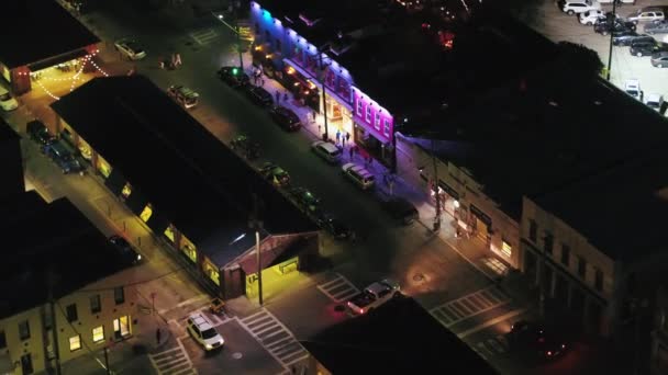 Charleston South Carolina Aerial V12 Birdseye Detaljerad Nattliv Franska Kvarteren — Stockvideo