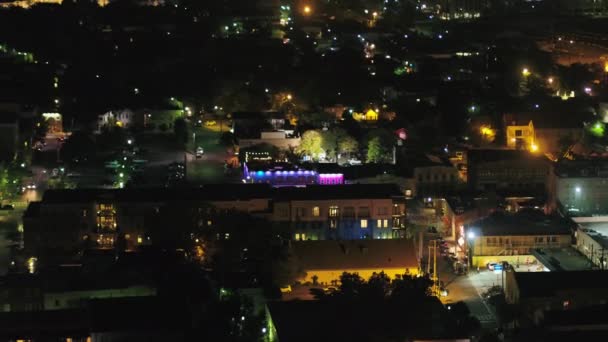 Charleston South Carolina Aerial V13 Birdseye Skyline Night View Starting — стокове відео