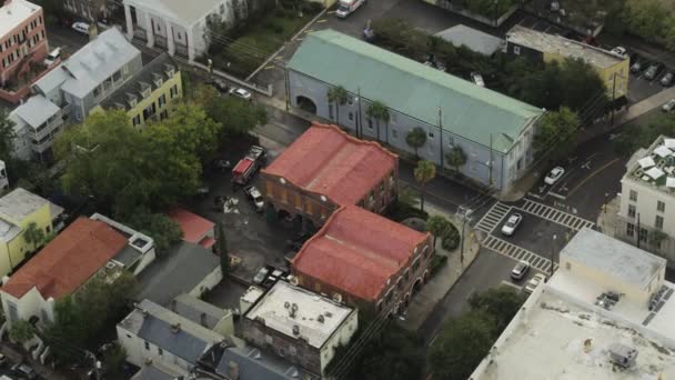 Charleston South Carolina Aerial V19 Vogelauge Detailansicht Der Feuerwache Oktober — Stockvideo