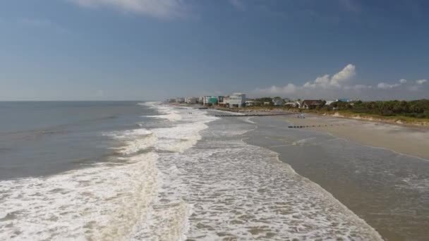Charleston South Carolina Folly Beach Aerial V40 Lecący Nisko Nad — Wideo stockowe