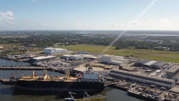 Charleston South Carolina Aerial V81 Panning Kolem Loděnice Říjen 2017 — Stock video