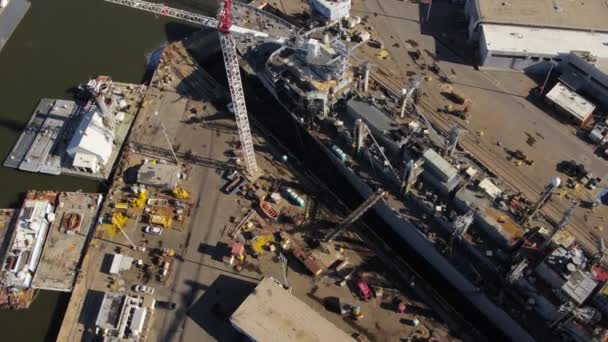 Charleston Caroline Sud Aerial V83 Vue Verticale Chantier Naval Panoramique — Video