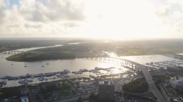 Charleston Caroline Sud Aerial V118 Panoramique Autour Port Autoroute Octobre — Video