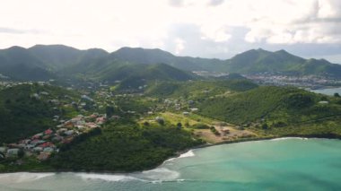 St. Maartin Havacılık v77 körfez üzerinde uçuyor panoramik ada manzaralı panoramik pansiyon - Ocak 2016