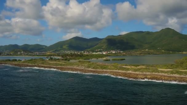 Maartin Aerial V49 Flying Low Penisula Orient Galion Beaches Panning — Stock Video