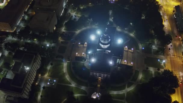 Columbia Południowa Karolina Aerial Birdseye Nad Głową Budynek Kapitolu Panoramy — Wideo stockowe