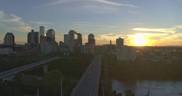 Nashville Tennessee Aerial V20 Patrząc Śródmieścia Miasta Wschodniej Stronie Zachodem — Wideo stockowe