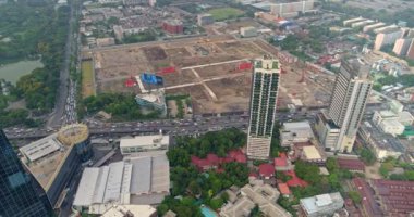 Bangkok Tayland Havacılık v10 Birdeye Lumphini Park yakınlarındaki panoramik manzaraya cam gökdelen ile ön planda - Mart 2018