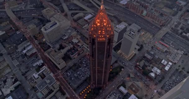 Atlanta Aerial V378 Vertical Sunset Details Plaza Building January 2018 — 비디오