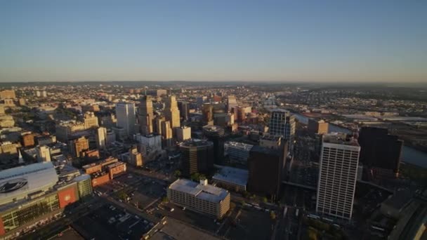 Newark Nueva Jersey Aérea V25 360 Verdadero Panorama Del Centro — Vídeos de Stock