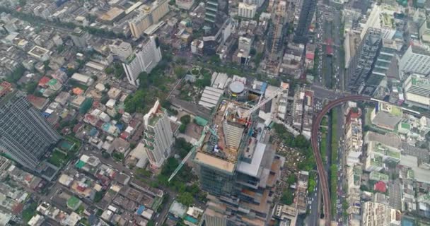 Bangkok Thailand Aerial Rotating Vertical View Bang Rak District Close — Stock Video