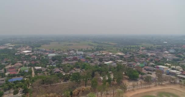 Ban Kad Thailand Aerial Flying Small Rural Town Houses Fields — 图库视频影像