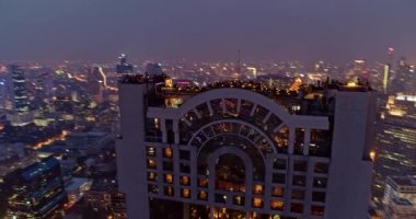 Bangkok Tayland Havayolları v14 Panoramik kuş bakışı Thung Maha Mek şehir manzarası çatı bar detaylarıyla - Mart 2018