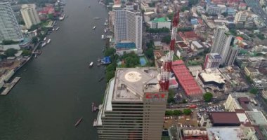 Bangkok Tayland Hava Aracı helikopter pistinin şehir manzarası ve nehir manzarasının ayrıntıları - Mart 2018