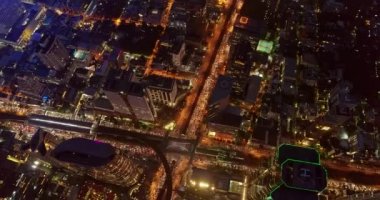 Bangkok Tayland Havacılık V17 Yüksekten Düşük dikey Dönüşe Gece Kavşağı - Mart 2018