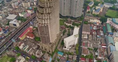 Bangkok Tayland Havacılık v46 Birdeye Yan Nawa ve Sathorn bölgelerinin dikey görüntüsüne - Mart 2018