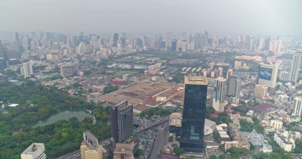 Bangkok Tajlandia Aerial Panorama Krajobrazu Pobliżu Lumphini Park Perspektywa Marzec — Wideo stockowe