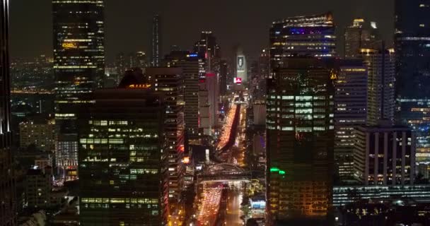 Bangkok Thajsko Aerial V25 Birdseye Pohled Centrum Tmavé Městské Krajiny — Stock video