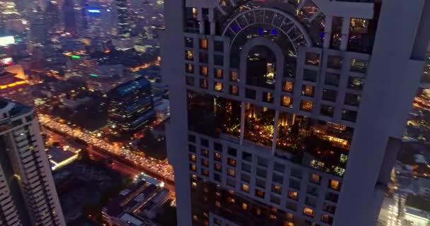 Bangkok Thailand Aerial V12 Высокая Деталь Крыши Бара Ресторана Март — стоковое видео