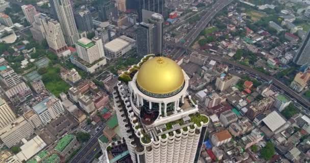 Bangkok Thailand Aerial V31 Pemandangan Cepat Dari Tepi Sungai Dengan — Stok Video