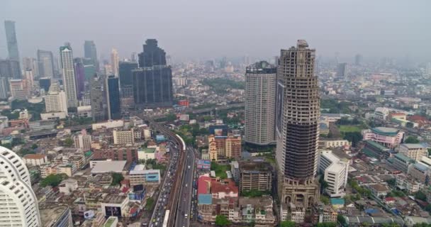 Bangkok Thailand Aerial V39 Panning Intorno Distretti Yan Nawa Bang — Video Stock