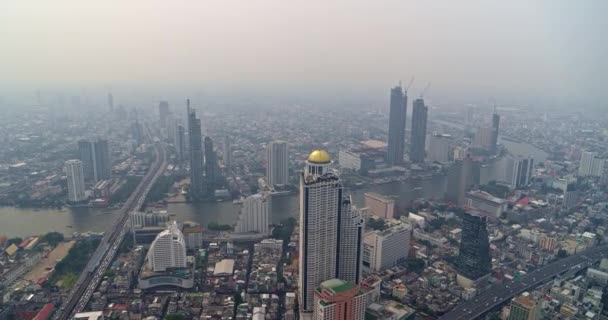 Bangkok Thailandia Aerial V49 Elevare Vista Alta Del Paesaggio Urbano — Video Stock